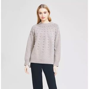 Lela Rose Dotted Pullover Sweater Grey